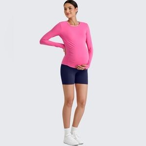 G4Free BareFeel Maternity Long Sleeve Top Crew Neck, Size Medium, Workout